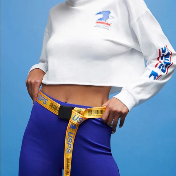 USPS X Forever 21 Blue Postal Priority Mail Biker Shorts Size 1X - Picture 10 of 11